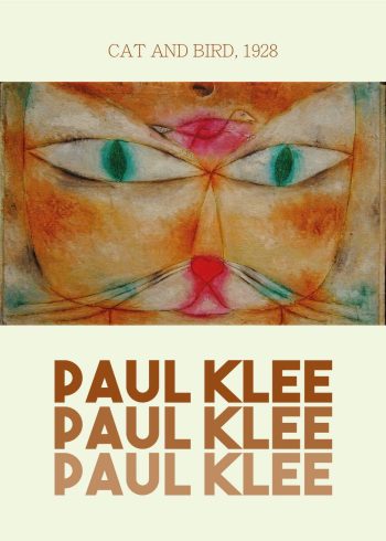 the mask with the little flag kunstværk plakat af Paul Klee. Plakaten er i de varmeste farver.