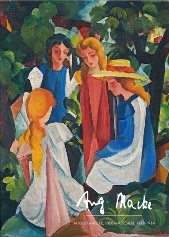 På selve maleriet ses fire piger omgivet af træer og planter, i en rolig og harmonisk komposition