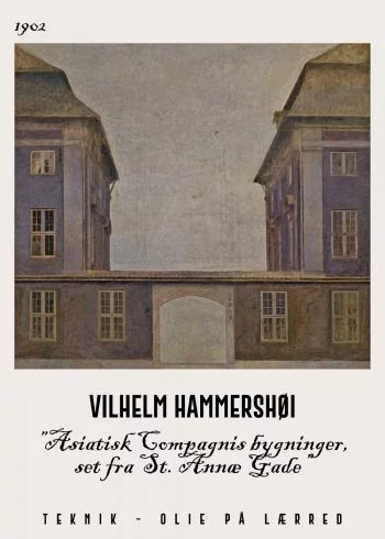 Asiatisk compagnis bygninger af Hammershoei fra 1902. Billedet er set fra st. Annæ GAde i de fineste mørkeligt nuancer.