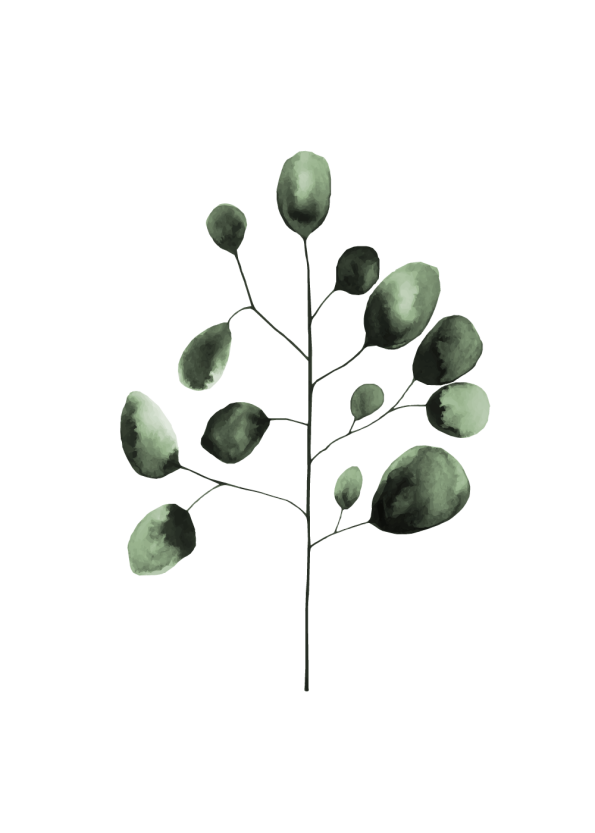 kunst plakat af plante gren i grønne nuancer