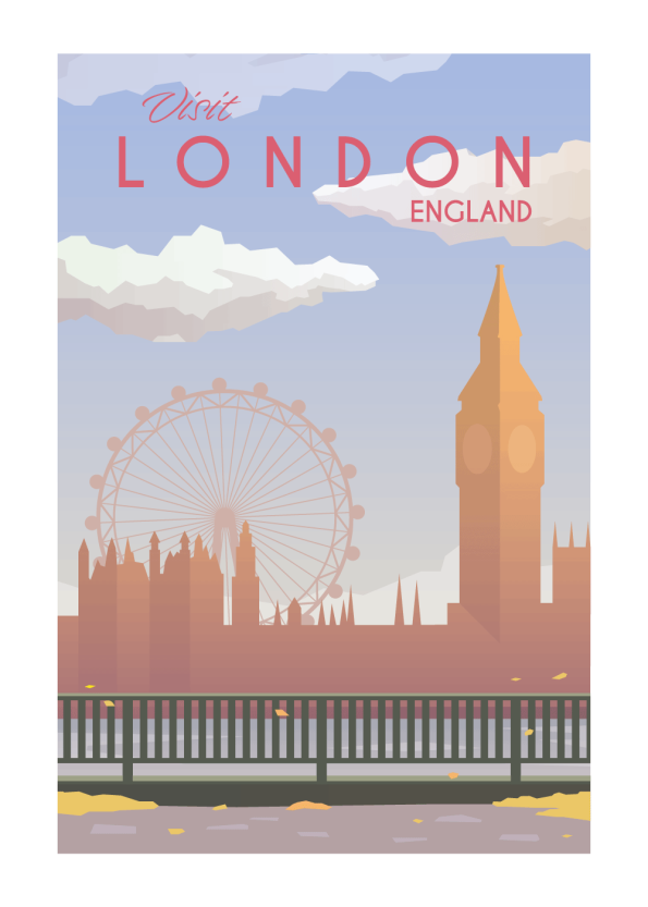Visit - rejse plakat I London Eye I Big Ben I