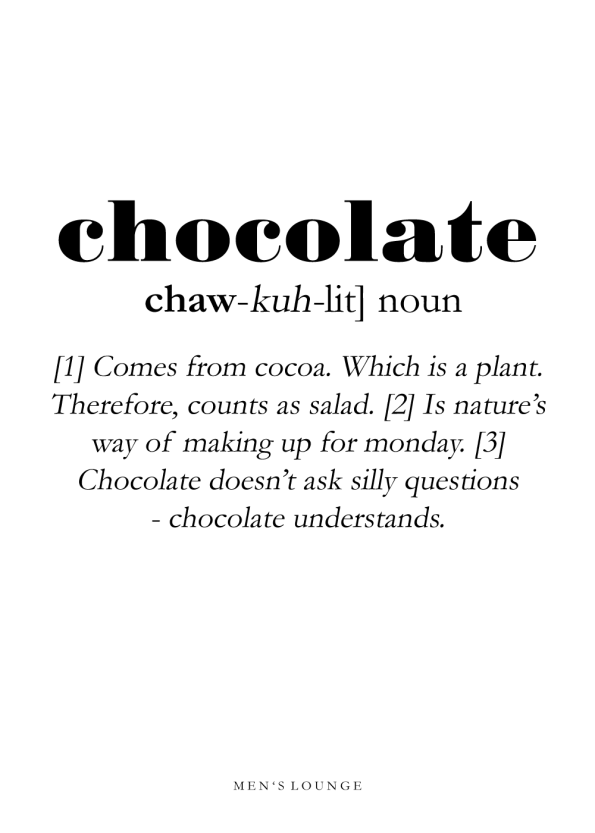 chocolate definitions plakat på engelsk