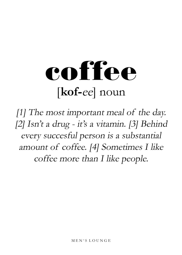 coffee definitions plakat på engelsk