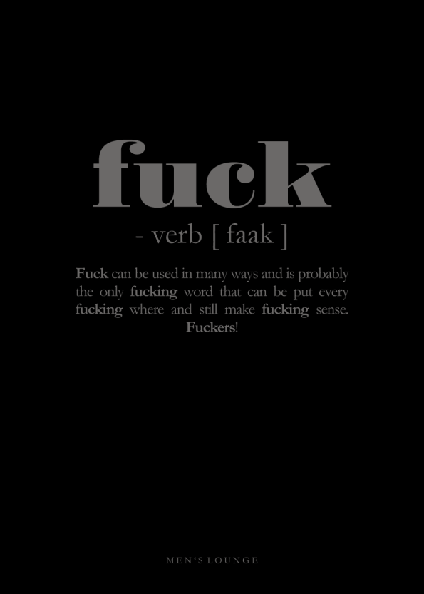 fuck definitions plakat på engelsk