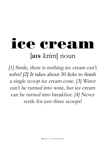 ice cream definitions plakat på engelsk