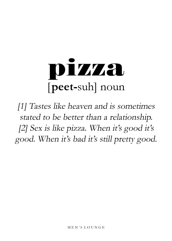 pizza definitions plakat på engelsk
