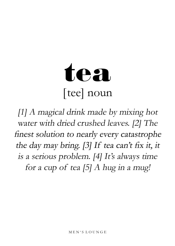 tea definitions plakat på engelsk