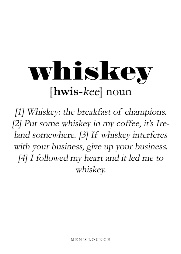 whiskey definitions plakat på engelsk
