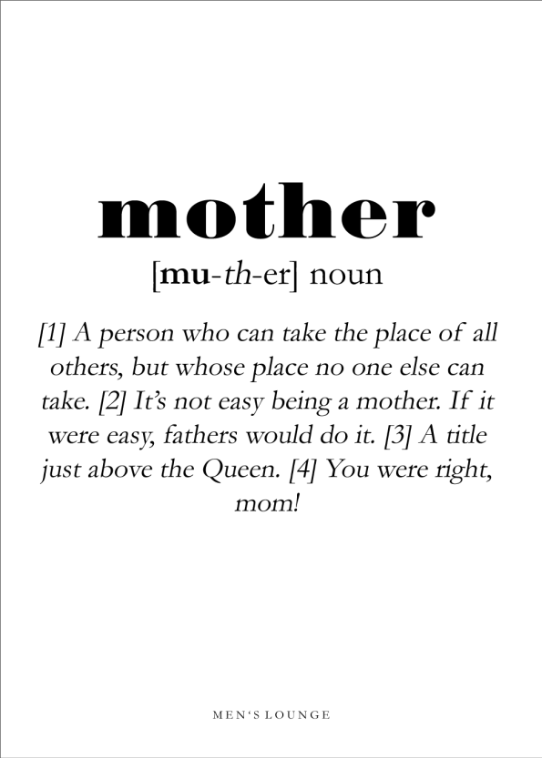 mother definitions plakat på engelsk