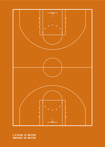 basket plakat i orange og enkelt design