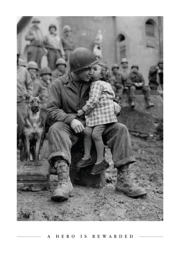 soldat og lille pige i krigen