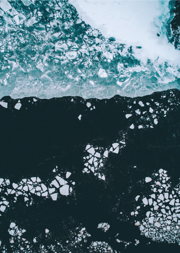 fotoplakat af frost og is der flækker på havet