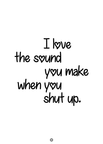 plakater med tekst - i love the sound you make when you shut up