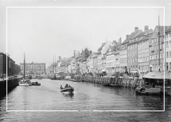 Plakat med gammelt billede af Nyhavn og d'Angleterre