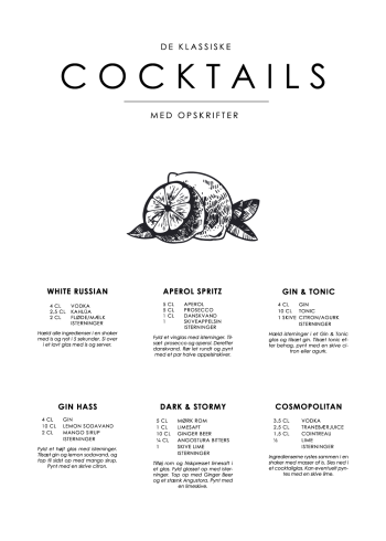 cocktail plakat med de klassiske retro