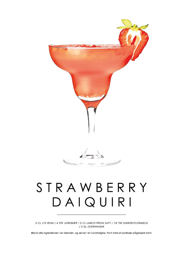 strawberry daiquiri cocktail plakat