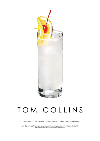 tom collins cocktail plakat