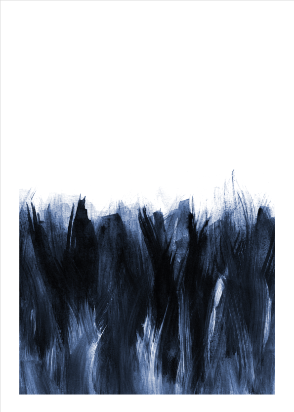kunstplakater med blå brush strokes