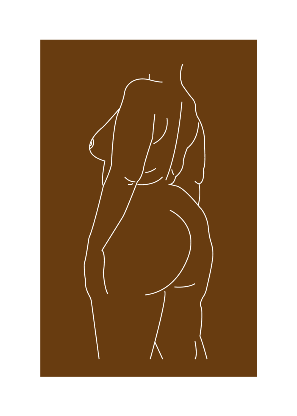 Body positivity plakat i online af kvinde kroppen i brun