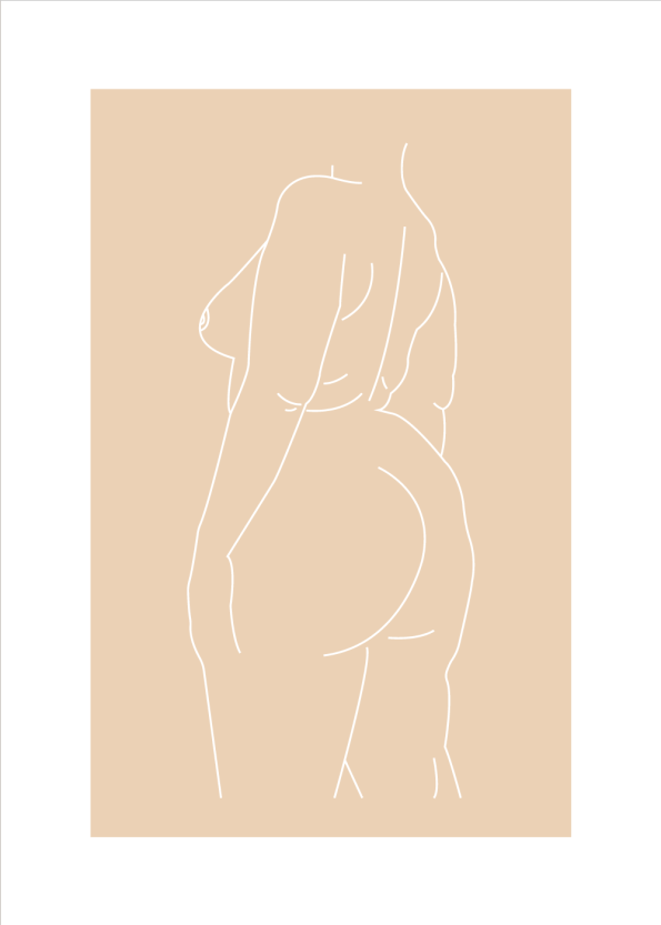 Body positivity plakat i online af kvinde kroppen i beige