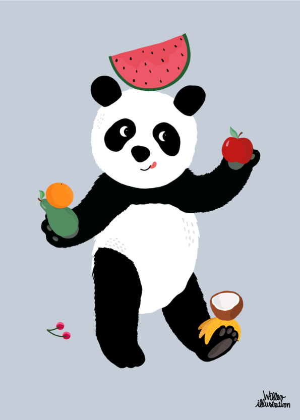 pandan der danser med frugter i lyserød