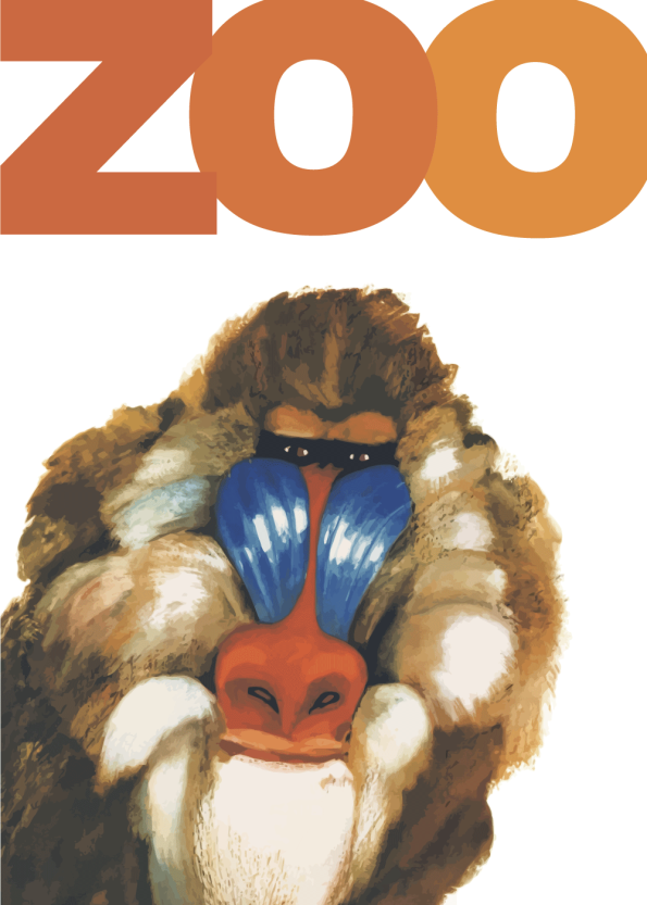 zoo plakat med en bavian