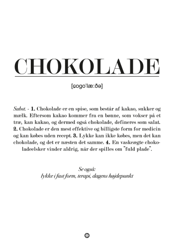 Plakat med definition af chokolade. Perfekt gave