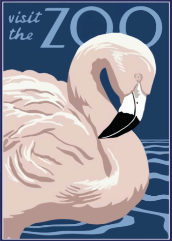 zoo plakater med fin lyserød flamingo