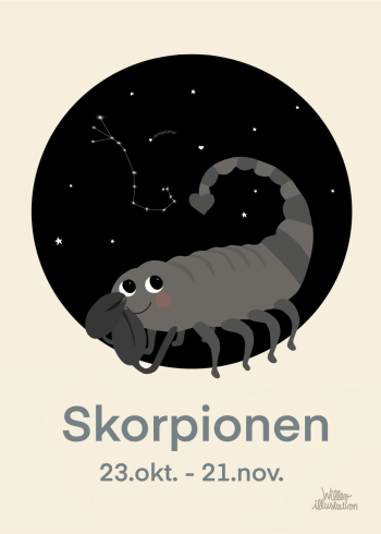 stjernetegns plakat med skorpionen i blå