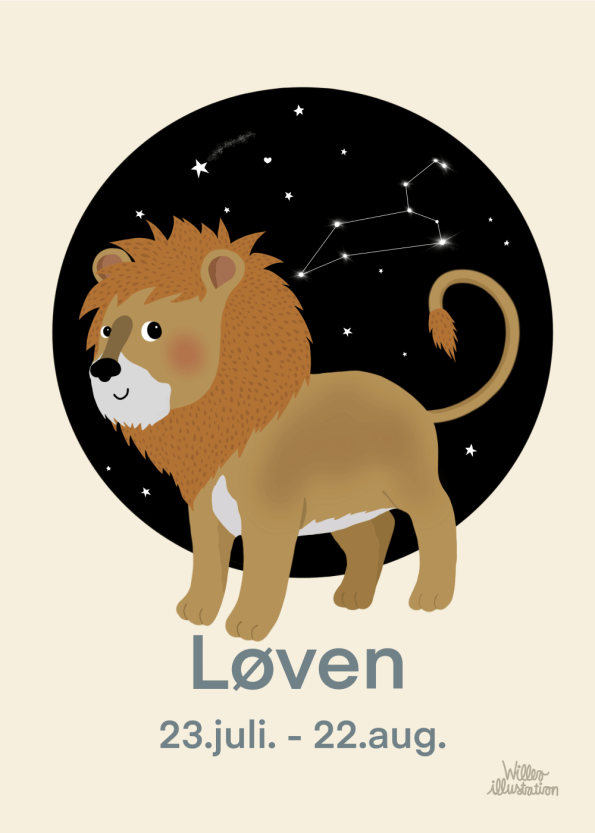 stjernetegns plakat med løven i blå