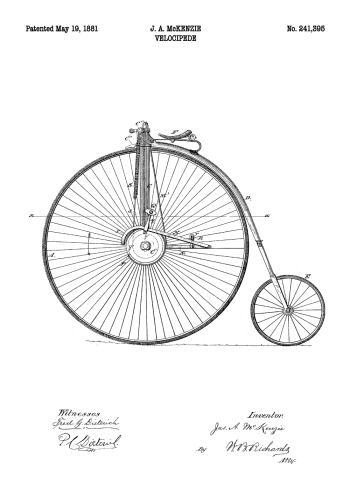 patent plakat tegning af vælte peter cyklen