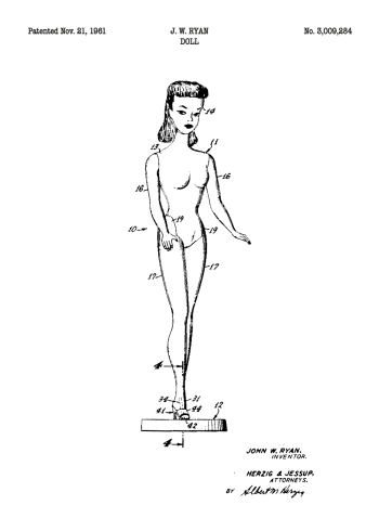 original patent tegning på barbie dukke plakat