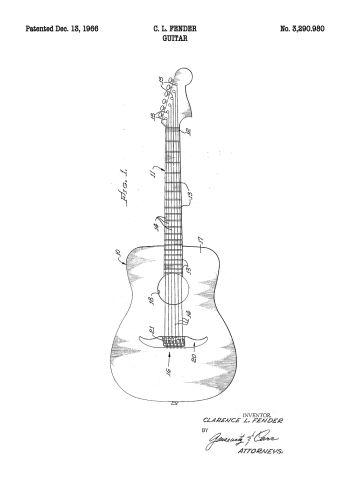 patent plakat med tegning af guitar