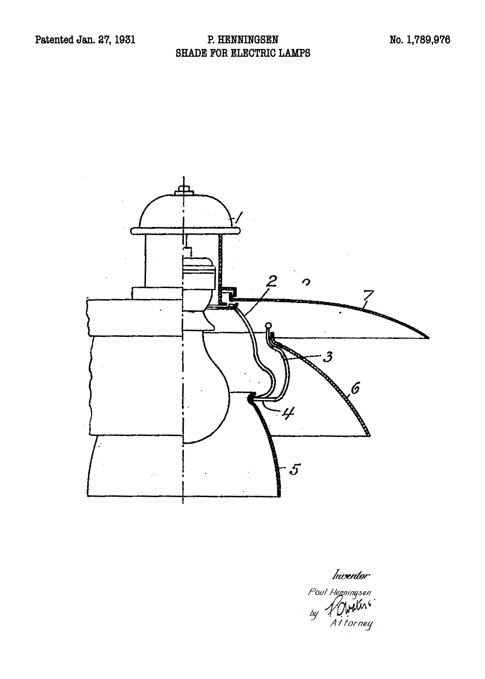 PH lampe - Original patent tegning | Poul plakat