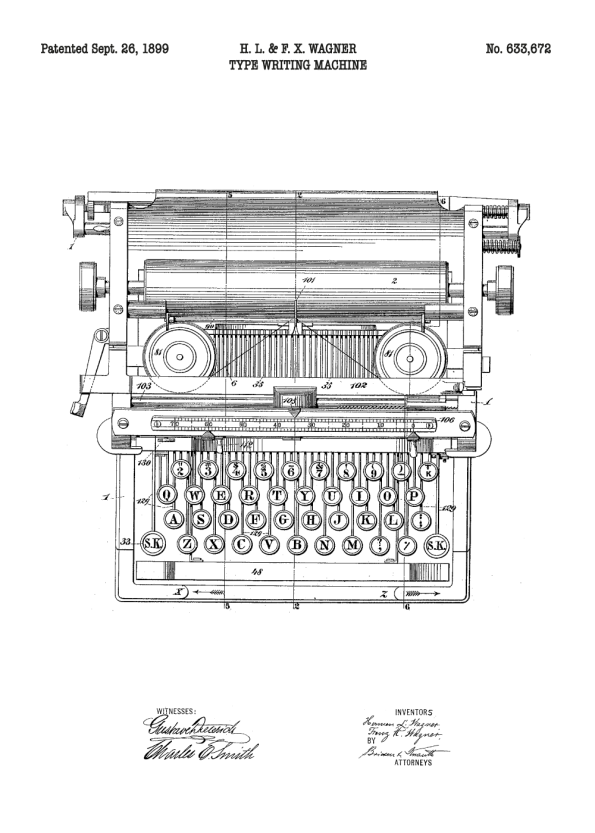 skrivemaskine patent plakat