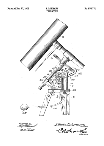 teleskop patent tegning på plakat