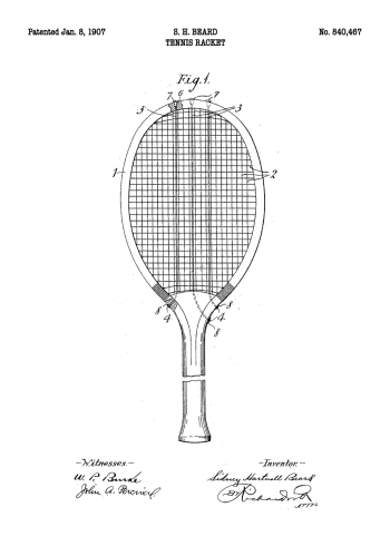 patent plakat med tegning af tennis ketsjer