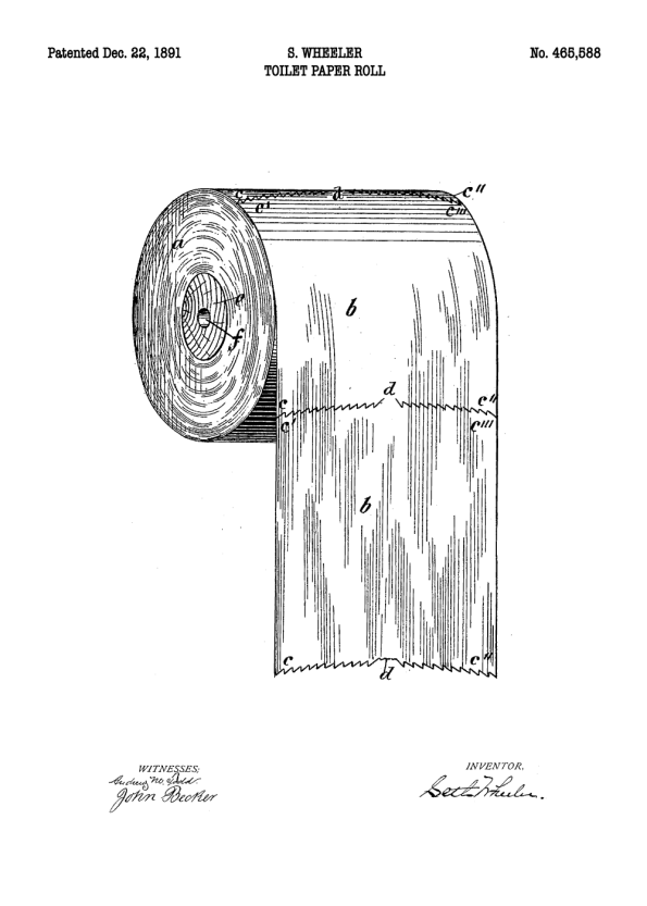toilet plakat med patent tegning af toiletrulle