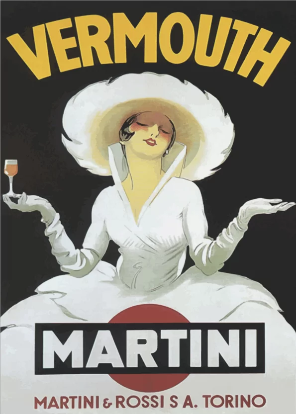 vintage plakater med vermouth martini