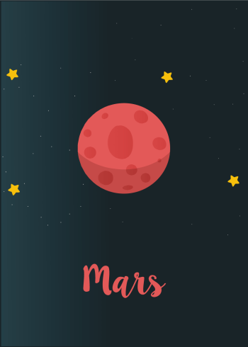 Planet plakat med planeten Mars til børneværelset