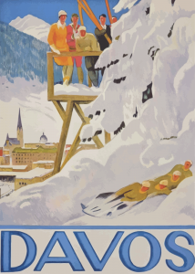 retro plakater med ski steder i davos