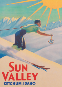 retro plakater med ski i sun valley