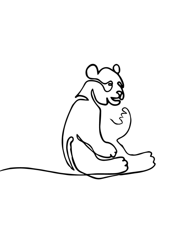 kunst plakater med dyr tegnet i one line drawing af panda til børn