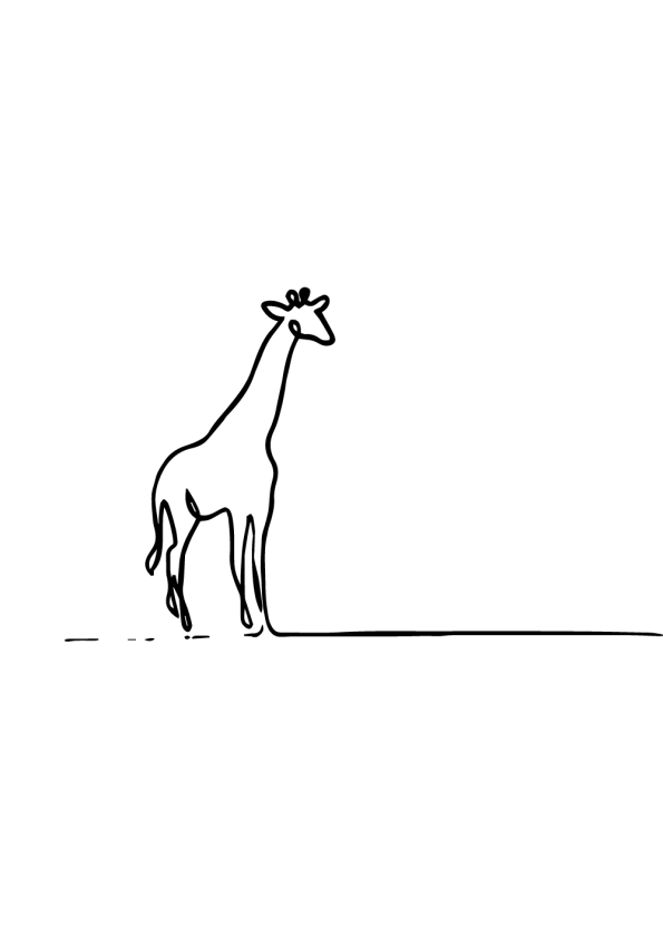 kunst plakater med dyr af en giraf til børn i one line drawing