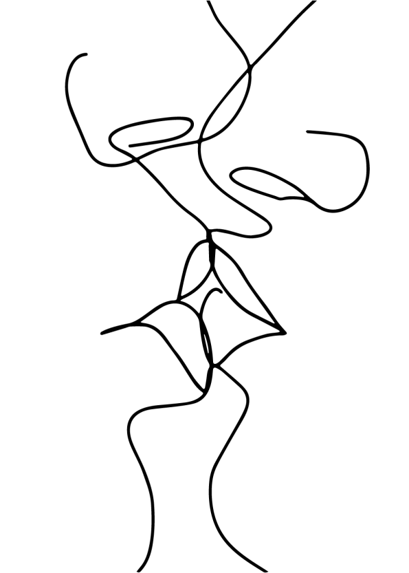 Kissing in one line | One line drawing der kysser