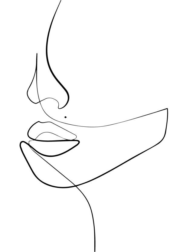 kunst plakat at kvinde ansigt tegnet i one line art