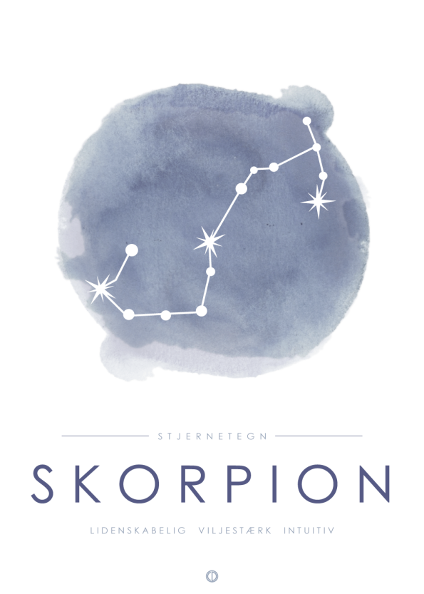 stjernebillede med stjernetegn i blå med skorpionen