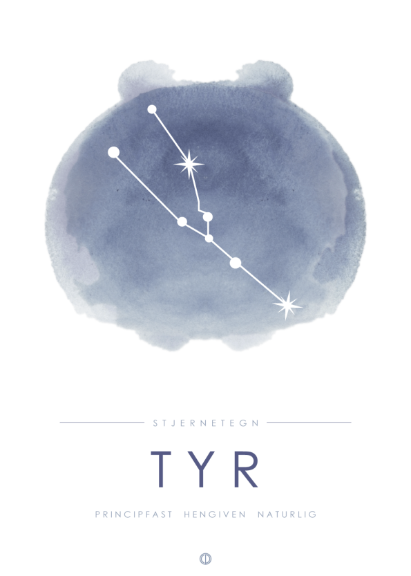 stjernetegn plakat med tyren i stjernebillede i blå