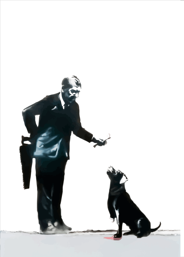 man with dog banksy plakat