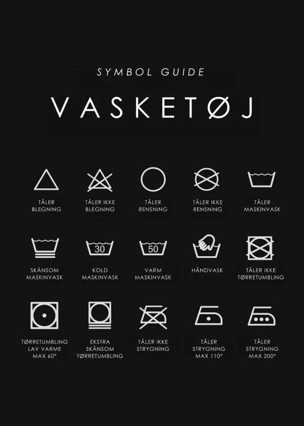 sekstant stil Stationær Symbol guide | Vaskeguide plakater som er praktiske til hjemmet